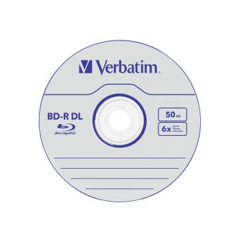 1x5 Verbatim BD-R Blu-Ray 50GB 6x Speed, white blue Jewel Case