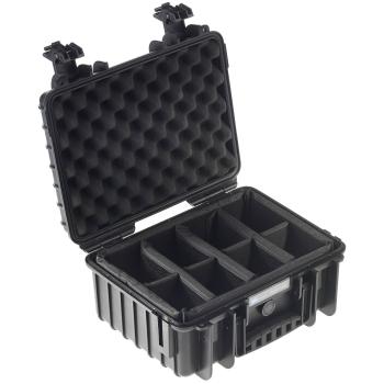 B&W Outdoor Case Type 3000 schwarz mit Facheinteilung