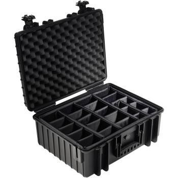B&W Outdoor Case Type 6000 schwarz mit Facheinteilung