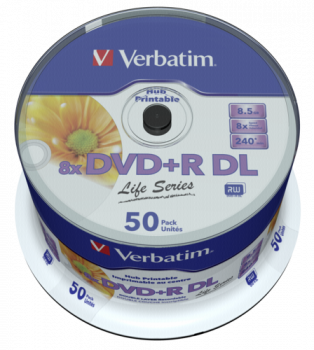 1x50 Verbatim DVD+R DL wide pr. 8x Speed, 8,5GB Life Series