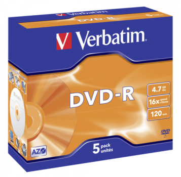 1x5 Verbatim DVD-R 4,7GB 16x Speed, Jewel Case