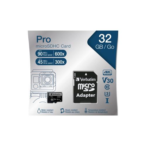 Verbatim microSDHC Pro      32GB Class 10 UHS-I incl Adapter