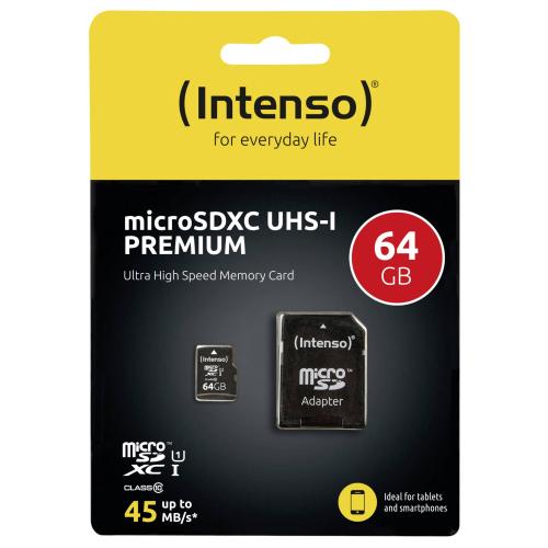 Intenso microSDXC Card      64GB Class 10 UHS-I Premium