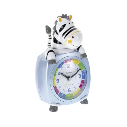 Mebus 26637 Kinder-Quarzwecker Motiv Zebra    farblich sortiert