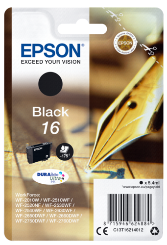 Epson Tintenpatrone schwarz DURABrite Ultra T 162     T 1621