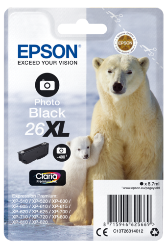 Epson Tintenpatrone XL photo black Claria Premium      T 2631