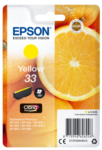 Epson Tintenpatrone yellow Claria Premium 33         T 3344
