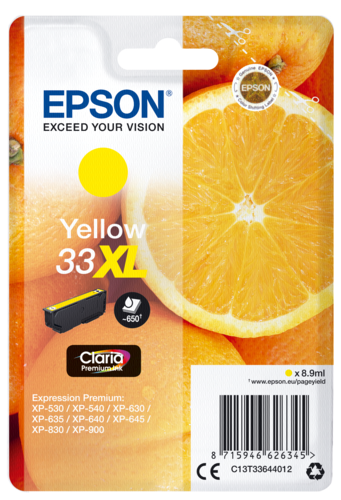Epson Tintenpatrone yellow Claria Premium 33 XL      T 3364