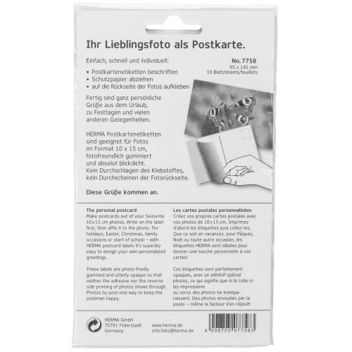 Herma Postkarten-Etiketten weiß 95x145 10 Blatt             7758