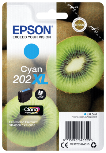 Epson Tintenpatrone cyan Claria Premium 202 XL     T 02H2