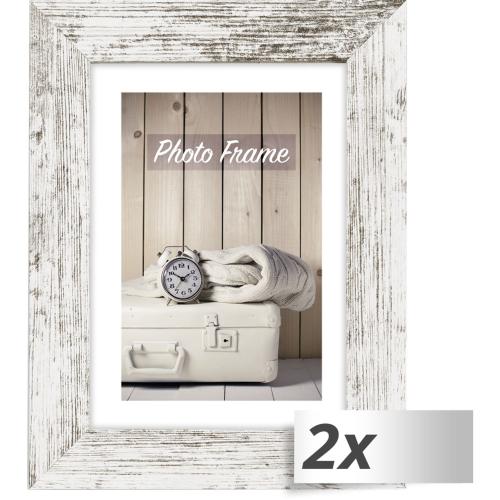 2x1 ZEP Nelson 6 weiß/br.  13x18 Holz Bilderrahmen         V21576