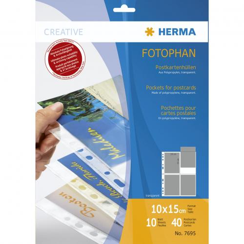 Herma Postkartenhüllen     10x15 10x4 Blatt transparent      7695