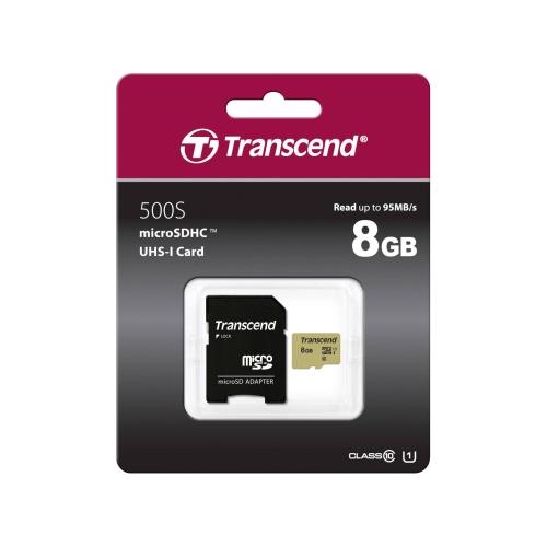 Transcend microSDHC 500S     8GB Class 10 UHS-I U1 + SD Adapter