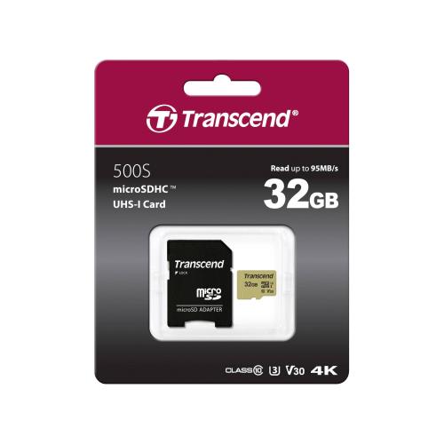 Transcend microSDHC 500S    32GB Class 10 UHS-I U3 V30 + Adapter