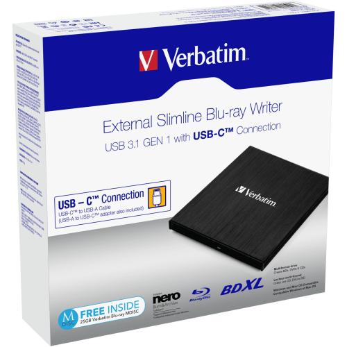 Verbatim Slimline Blu-ray Writer USB 3.1 GEN 1 USB-C