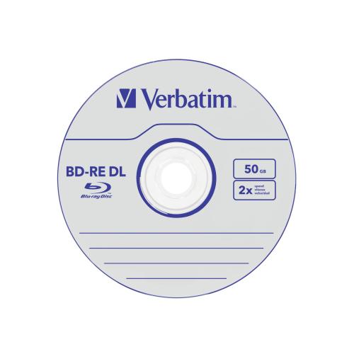 1x5 Verbatim BD-RE Blu-Ray 50GB 2x Speed, White Blue Surface JC