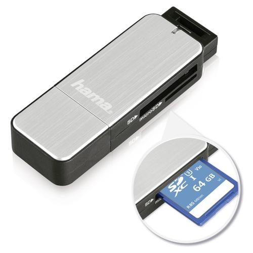 Hama USB 3.0 Multikartenleser SD/microSD Alu schwarz/silber