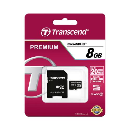 Transcend microSDHC          8GB Class 10 + SD-Adapter
