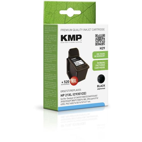 KMP H29 Tintenpatrone schwarz kompatibel mit HP C 9351 AE