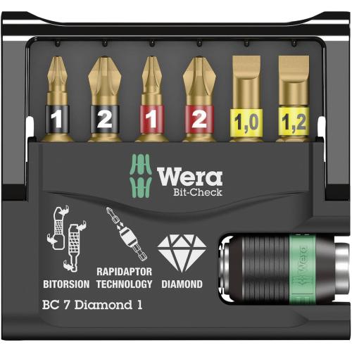 WERA Bit-Check 7 Diamond 1 Bit Sortiment + Universalhalter