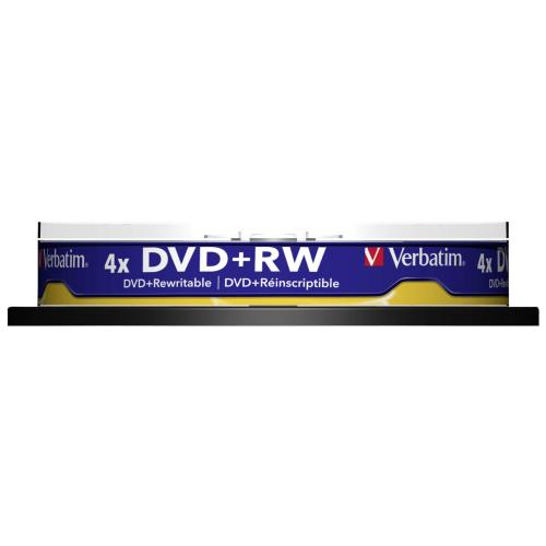 1x10 Verbatim DVD+RW 4,7GB 4x Speed, matt silver Cakebox