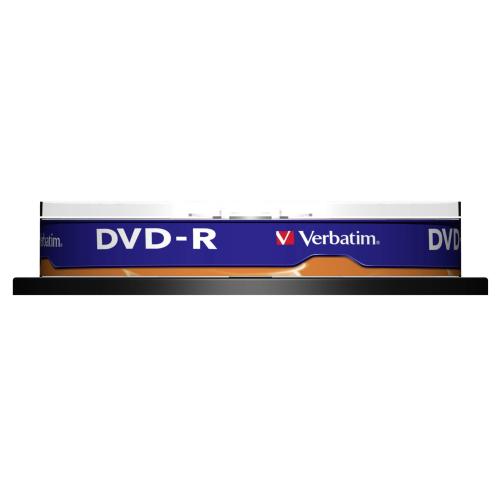 1x10 Verbatim DVD-R 4,7GB 16x Speed, matt silver Cakebox
