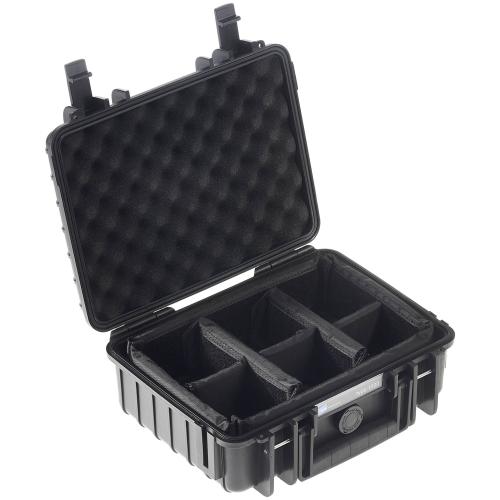 B&W Outdoor Case Type 1000 schwarz mit Facheinteilung