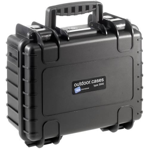 B&W Outdoor Case Type 3000 schwarz mit Schaumstoff Inlay