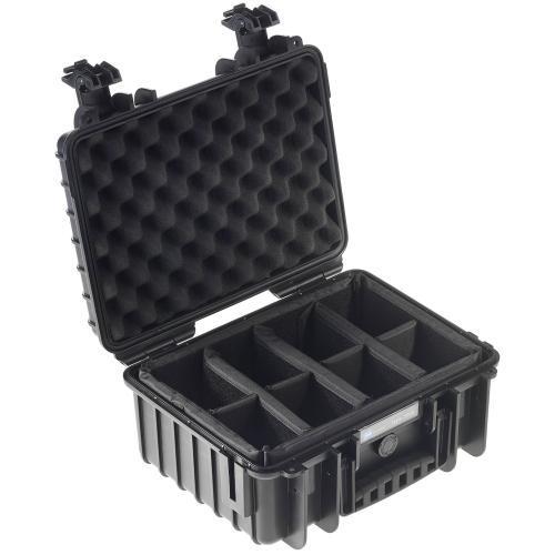 B&W Outdoor Case Type 3000 schwarz mit Facheinteilung