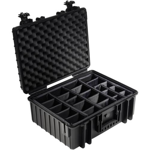 B&W Outdoor Case Type 6000 schwarz mit Facheinteilung